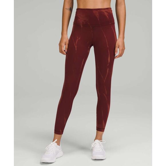 Lululemon Wunder Train High-Rise Tight 25" Sun Bleached Wash Red Merlot - Picture 1 of 10